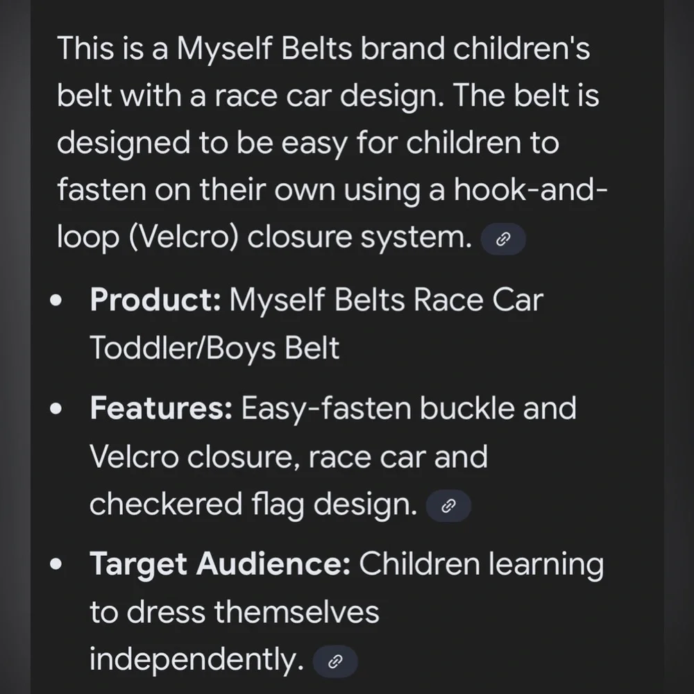 Myself Belts Kids' Small 3T Khaki Beige Belt with Racing Car Design